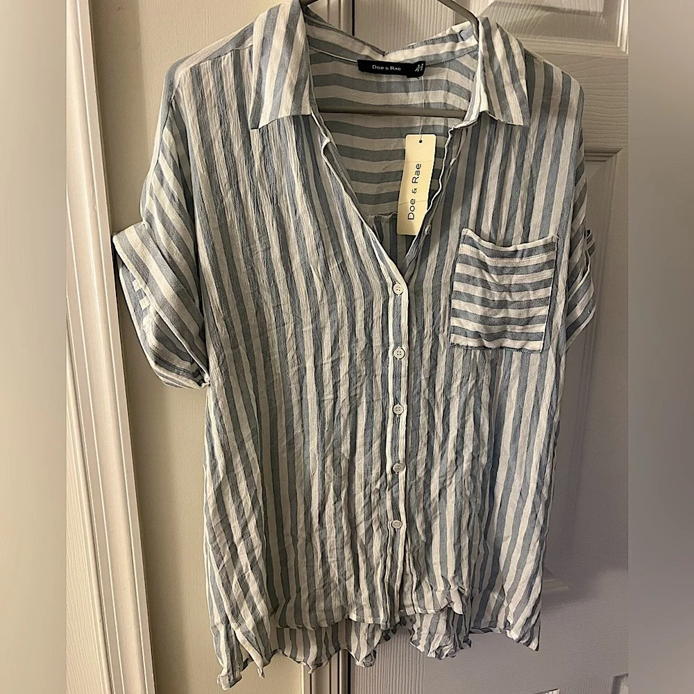 Striped Button Up Blouse - Picture 1 of 3
